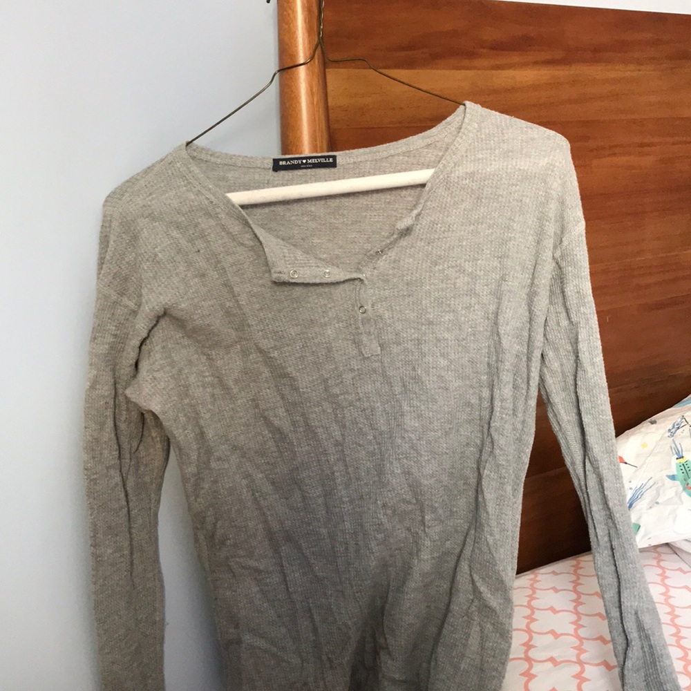 Brandy Melville Gray Button Down Long Sleeve Tee